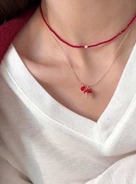 原创设计新年红系列天然淡水项链