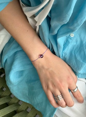 天然紫水晶S925纯银手绳