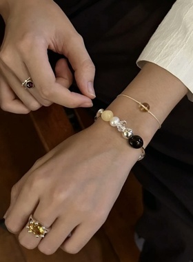 夏季简约编织天然黄水晶手绳