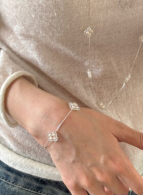 天然淡水珍珠四叶草手链