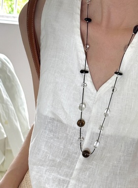 原创设计高货长款天然白水晶项链