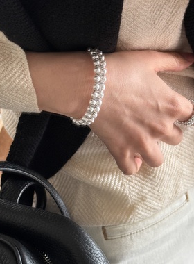 超闪锆石马蹄扣手链女