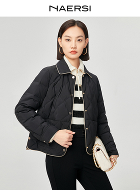 NAERSI娜尔思白鸭绒翻领羽绒服保暖百搭25年冬季新款时尚气质外套