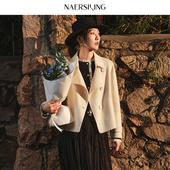 新款 NAERSI 时尚 气质25年冬季 娜尔思商场同款 绵羊毛毛呢外套短款