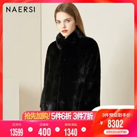 Áo khoác da lộn nữ Narsi 2018 mùa đông mới thời trang đen đoạn ngắn 貂 貂 貂 áo khoác lông nữ - Faux Fur áo lông nam