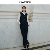 NAERSI娜尔思飒雅假两件套装 拼接撞色设计26早春新款 衬衫 时尚