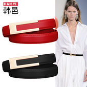 时尚 带黑色 饰皮带潮流裤 真皮细腰带女士配连衣裙子简约百搭韩版 装