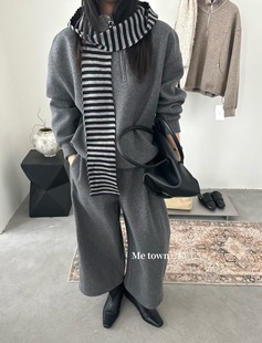 百搭显瘦三件套女 2025秋冬新款 十三行欧洲站高货条统围巾时尚 套装