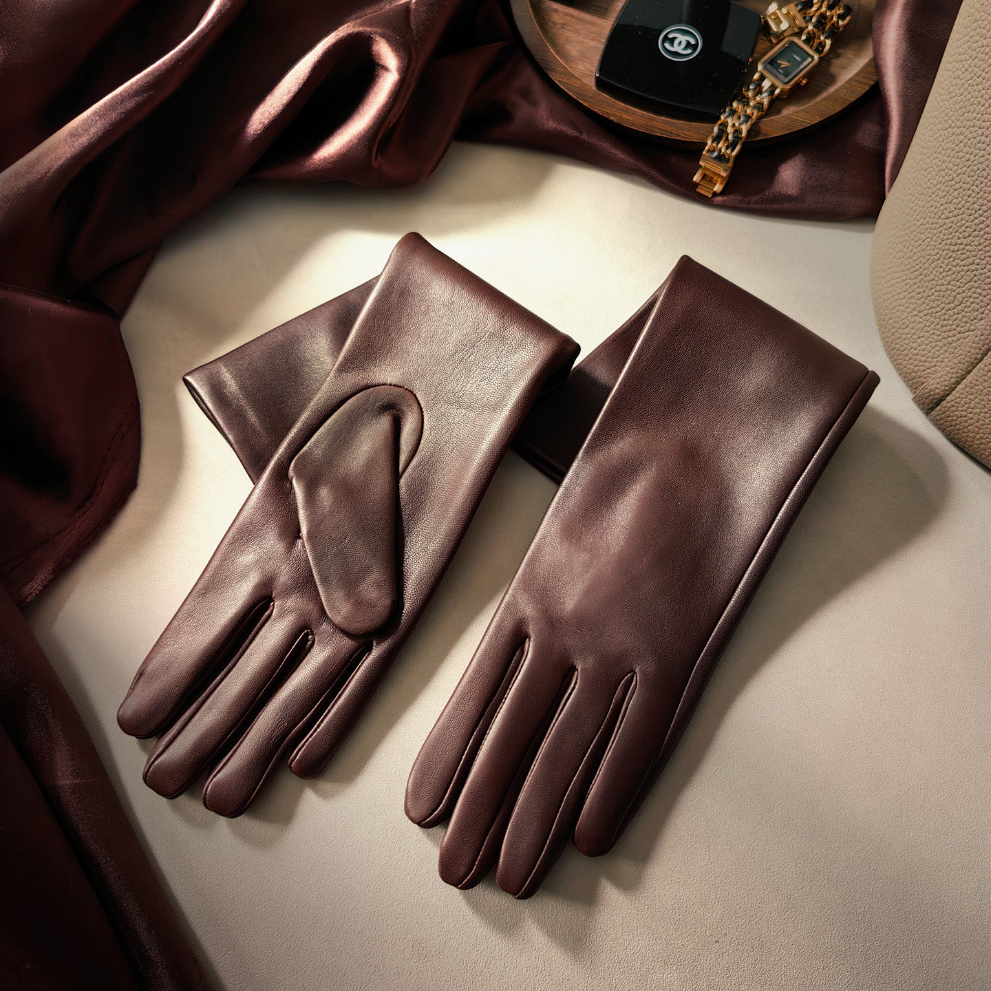 长款女士真皮手套薄款进口清水羊皮40厘米长度舞会酒会时尚优雅潮