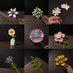 潘洛斯永生仿真积木花益智拼装仿真玩具新年生日情人节礼物送女生