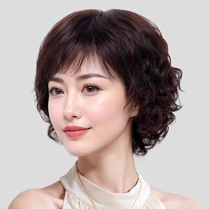 假发真发全真人发丝中老年短卷发假发套妈妈全头套女士自然真头发