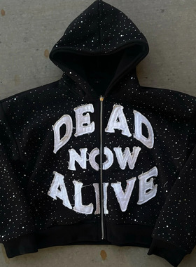 Casual hooded letter-stitched knitted hooded sweater