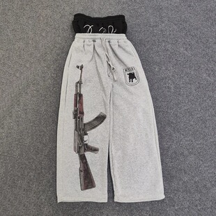 Double waist letter print pants, loose sweatpants