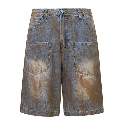 Printed casual loose streetwear jeans shorts