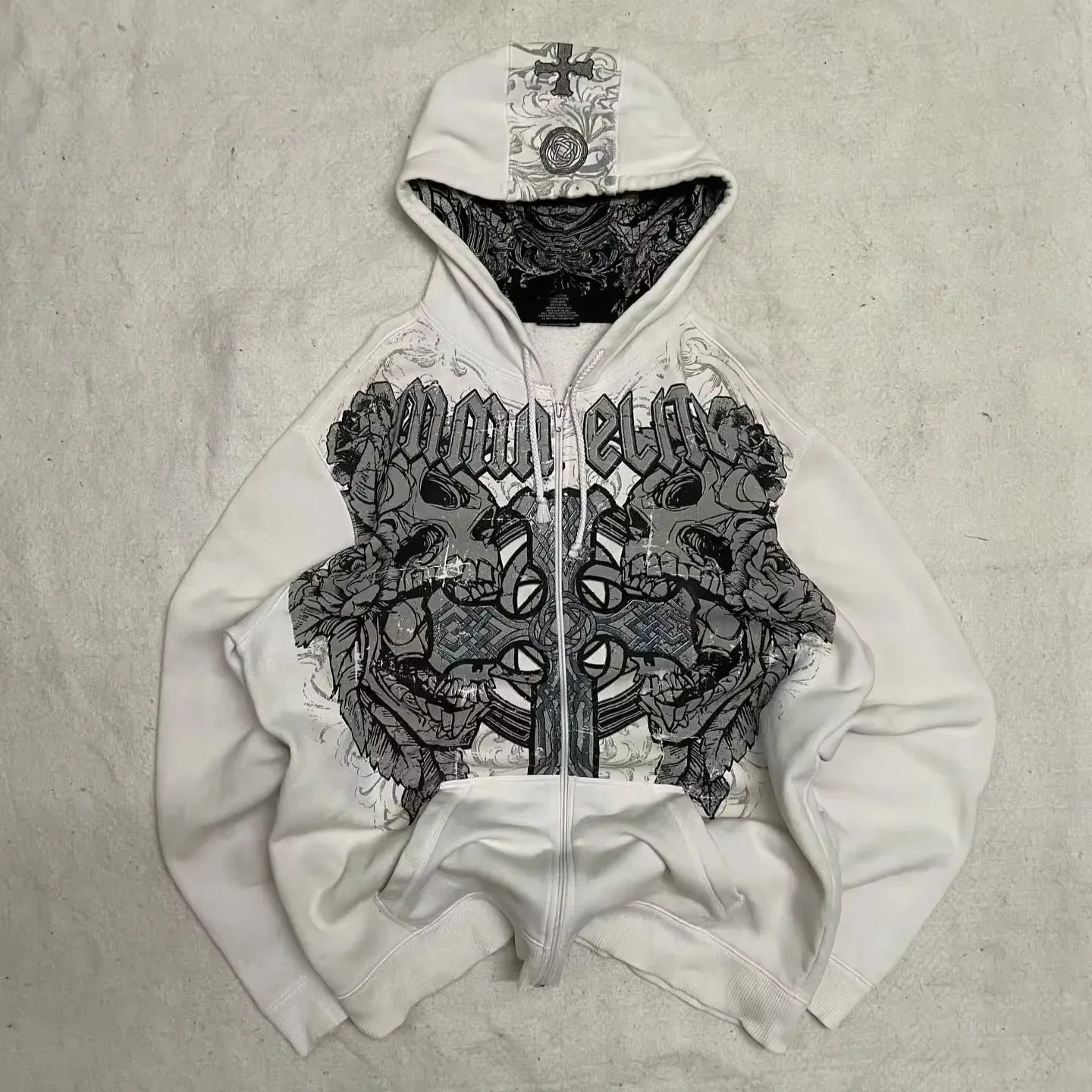 Retro patterned sweatshirt oversized pullover