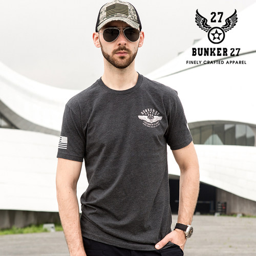 原装进口美国BUNKER 27基地空军短袖户外运动款T恤军迷夏季短袖