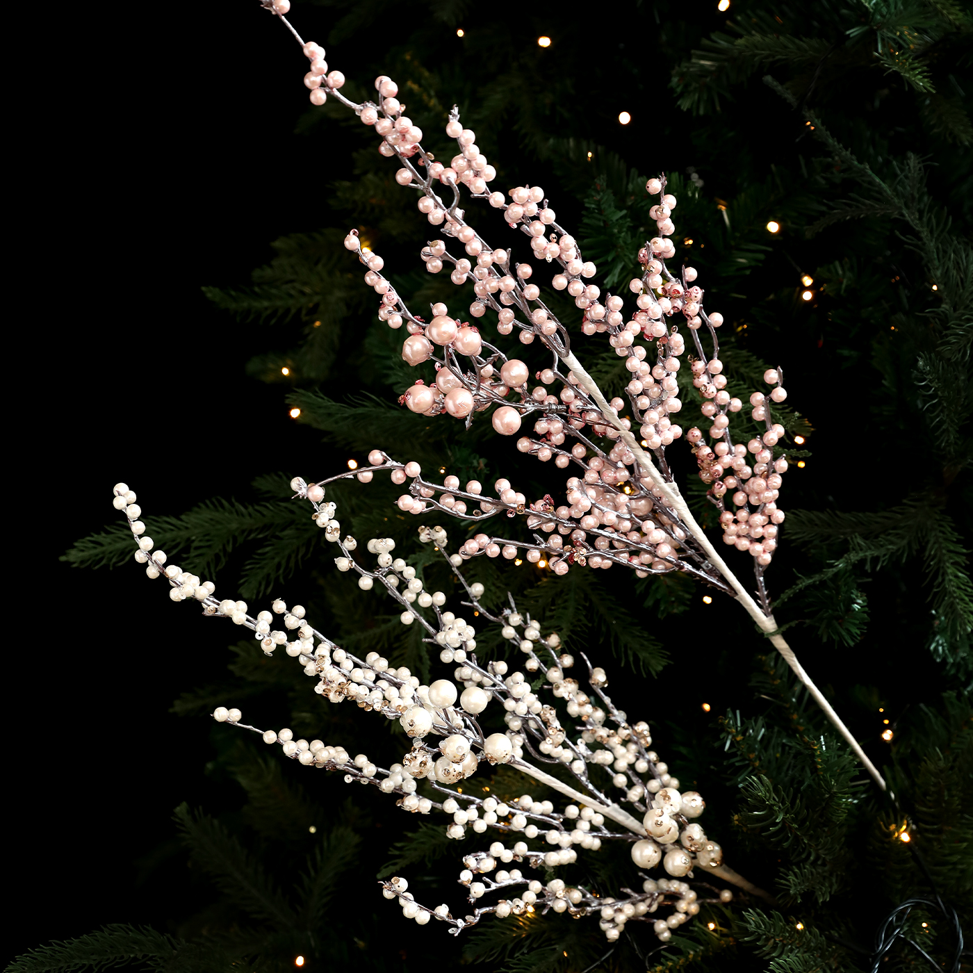 圣诞闪粉粘亮片长枝粘粉珠