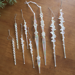 新款透明粘粉亚克力炫彩彩色挂件冰锥冰柱圣诞树装饰挂饰布置道具