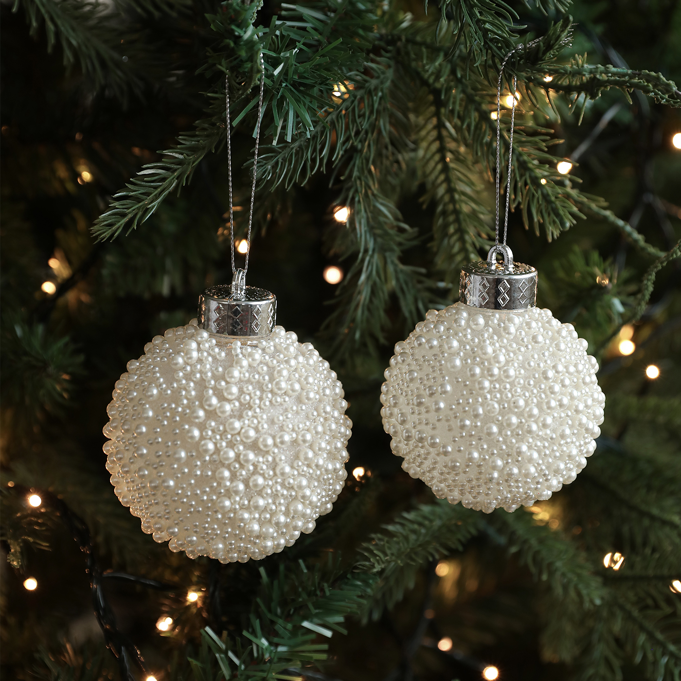 新品白色珍珠圣诞球装饰品