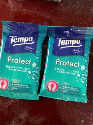 香港购港版抗菌倍护湿巾卫生不含酒精消毒抑菌得宝Tempo湿巾包装
