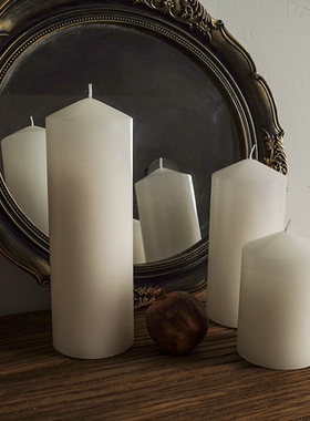 圆柱无味白色粗蜡烛摆拍道具家居装饰民宿咖啡馆ins风拍照摆件