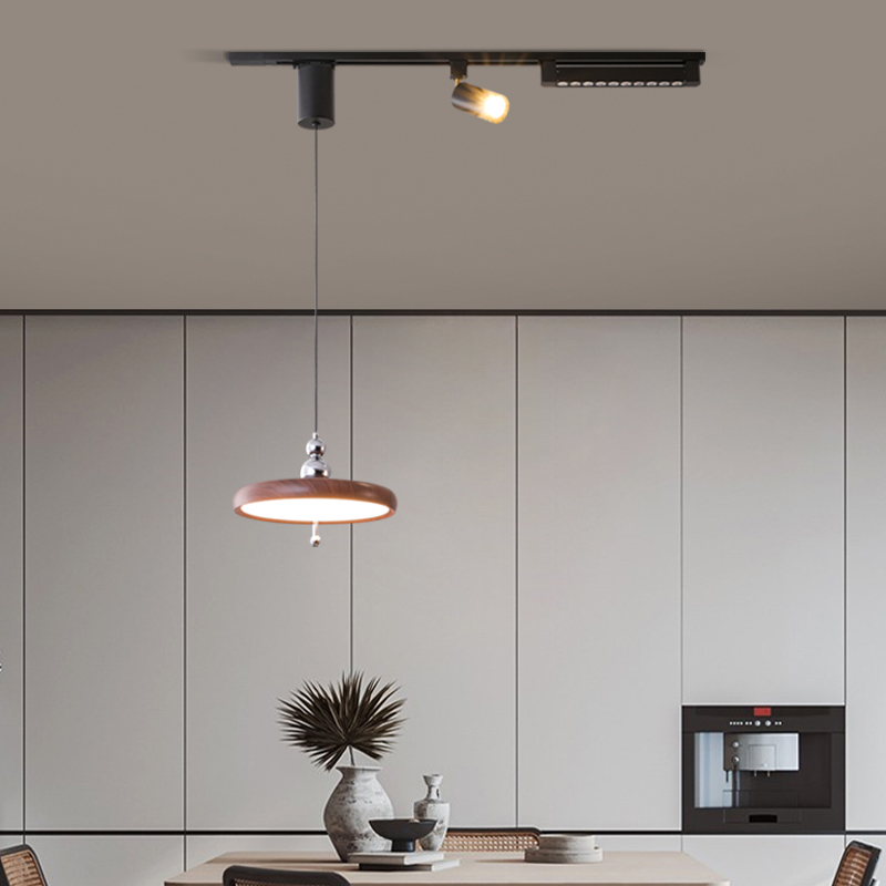 2025年新款中古风磁吸轨道吊射灯背景墙LED服装店咖啡厅一体化