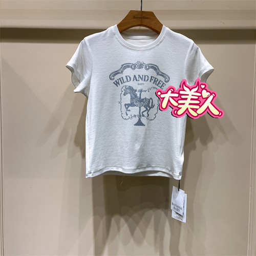 B2S2Z29-299BANANABABY2026夏季香蕉宝贝专柜正品印花白色针织衫
