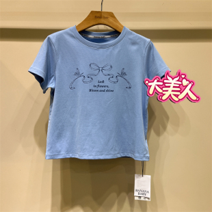 B2S2Z115-269BANANA BABY2026夏季香蕉宝贝印花圆领T恤上衣女