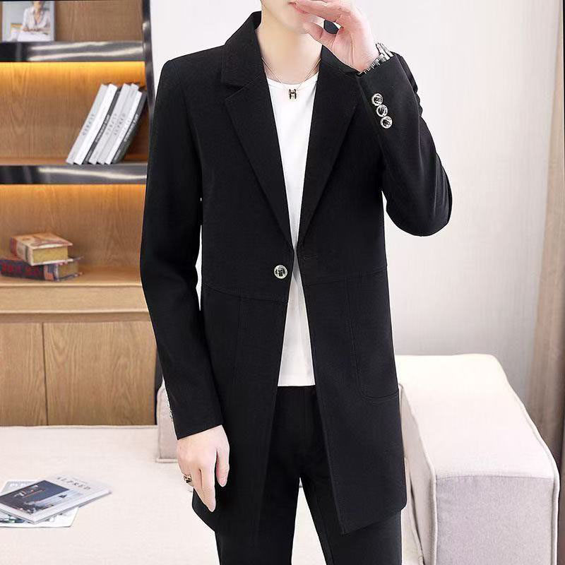 男士风衣中长款春季新款春秋装外套修身休闲西装男款大衣服西服潮