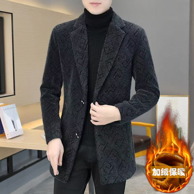 毛呢大衣男士中长款加绒加厚高档呢子风衣外套2024新款秋冬季休闲