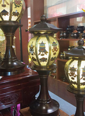 寺庙大灯LED纯铜新手染盛世八吉祥神社灯八宝吉祥供灯长明灯大号