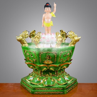 厂家直供汉白玉浴佛盆九龙吐水浴佛太子像浴佛勺整套佛诞用品