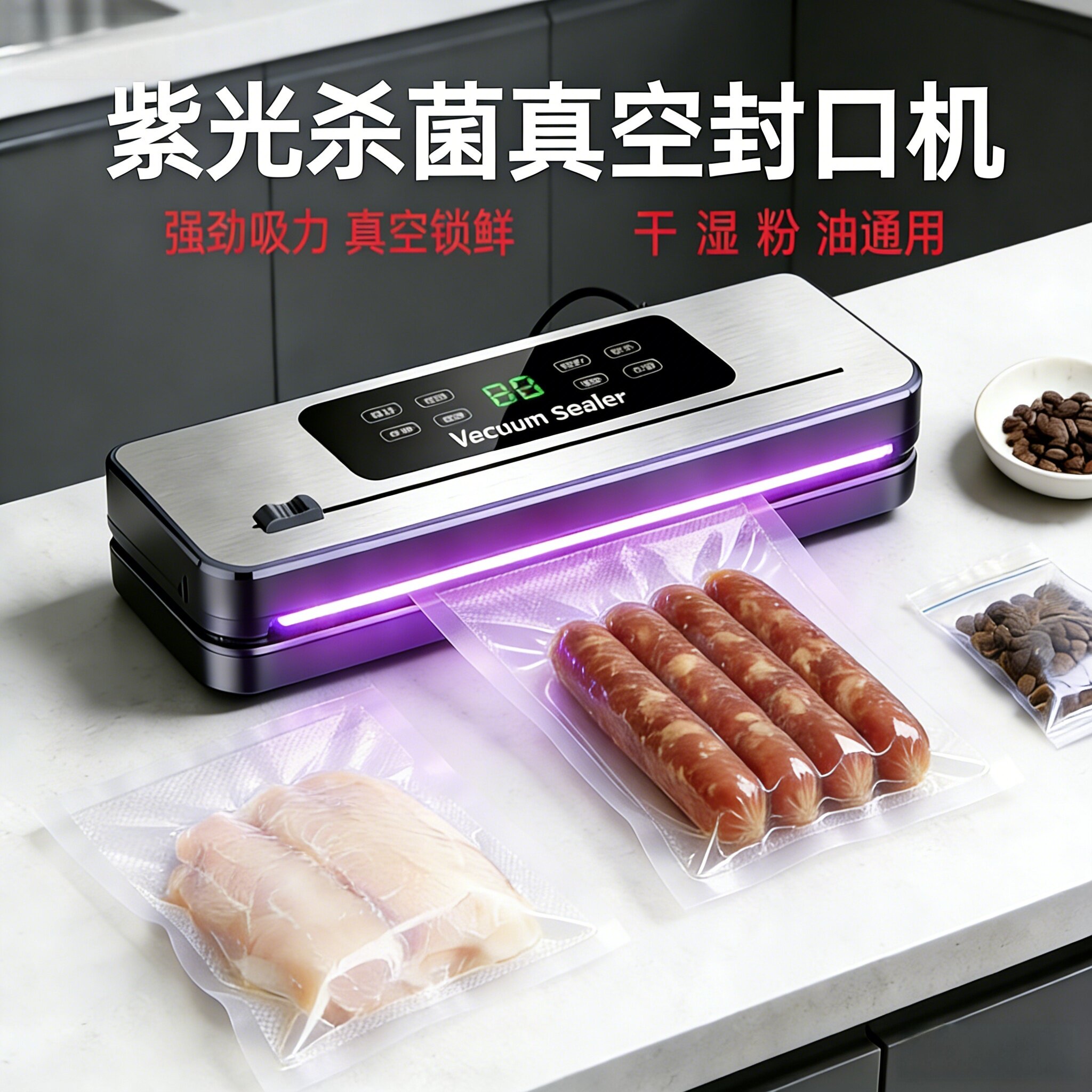 全自动真空封口机食品袋抽空包装机干湿两用保鲜塑封小型家用商用