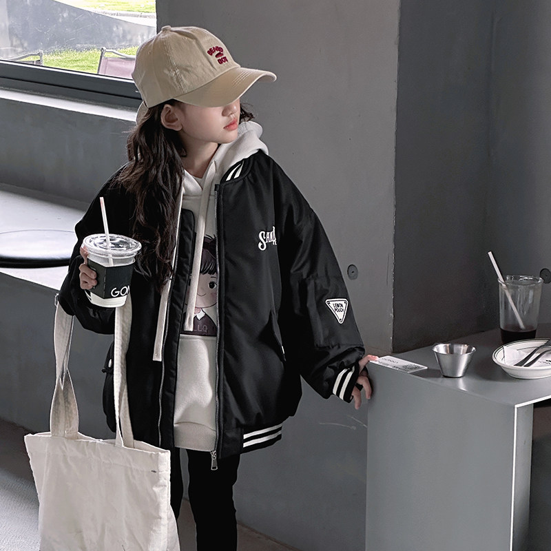 女童秋冬加棉加厚棒球服
