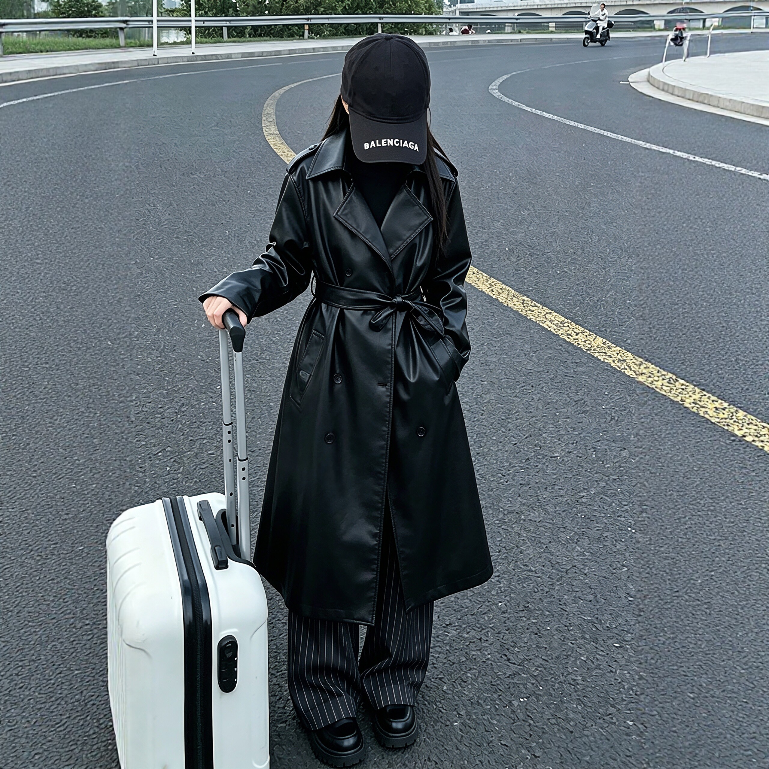 【现货】女童复古皮衣外套秋款新款风衣中大童洋气女孩黑色大衣