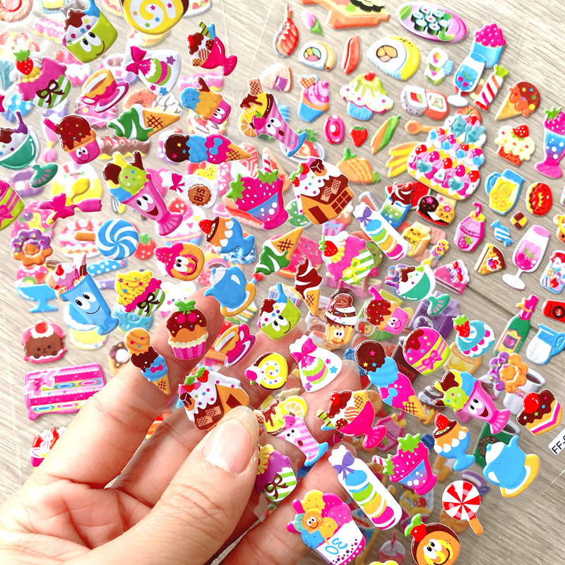 儿童玩具冰激凌蛋糕点心食物3D立体泡泡贴画可爱男女孩宝宝粘贴纸