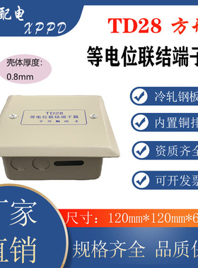 方型TD28等电位联结端子箱LEB接地盒防雷测试箱 内置铜排2*25定制