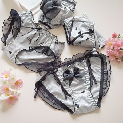 甜美洛丽塔公主风内裤二次元黑灰