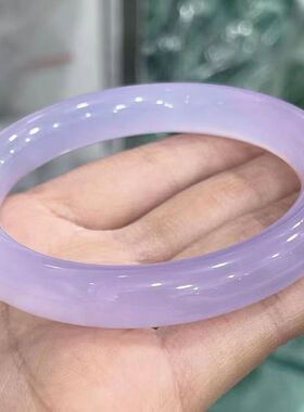 自家河南佛寺玉器市场紫色玛瑙手镯天然原色高冰玉髓紫罗兰