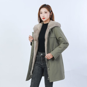 整貂派克服女2023冬新可拆卸水貂毛内胆中长款皮毛一体女皮草外套