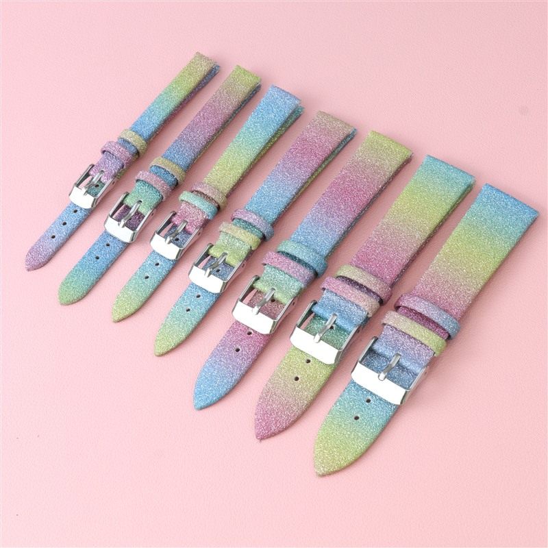 炫酷七色彩虹真皮针扣女手表配件不掉粉耐用高品质头层牛皮表带,手表,配件,淘宝优惠券,粉丝福利购,淘宝优惠卷