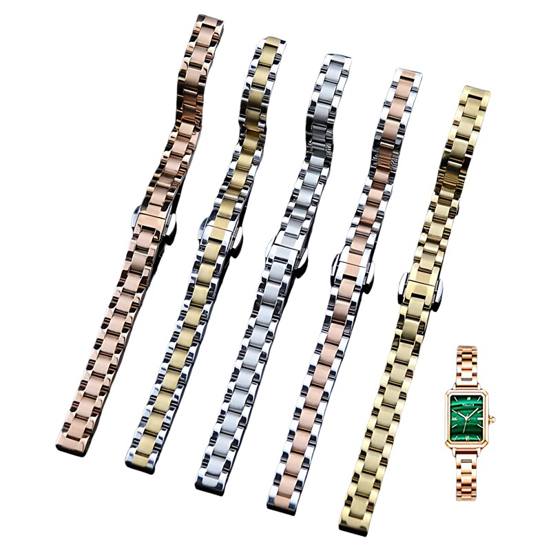 实心精钢手表带蝴蝶扣女细金属表链配件配蝴蝶扣适用小绿表小方糖,手表,配件,淘宝优惠券,粉丝福利购,淘宝优惠卷