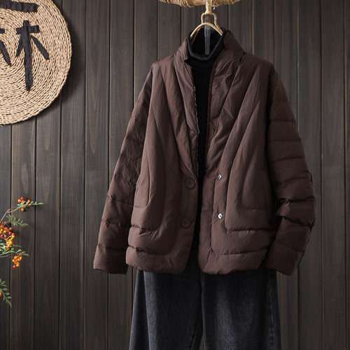 90白鸭绒V领羽绒服冬季外套