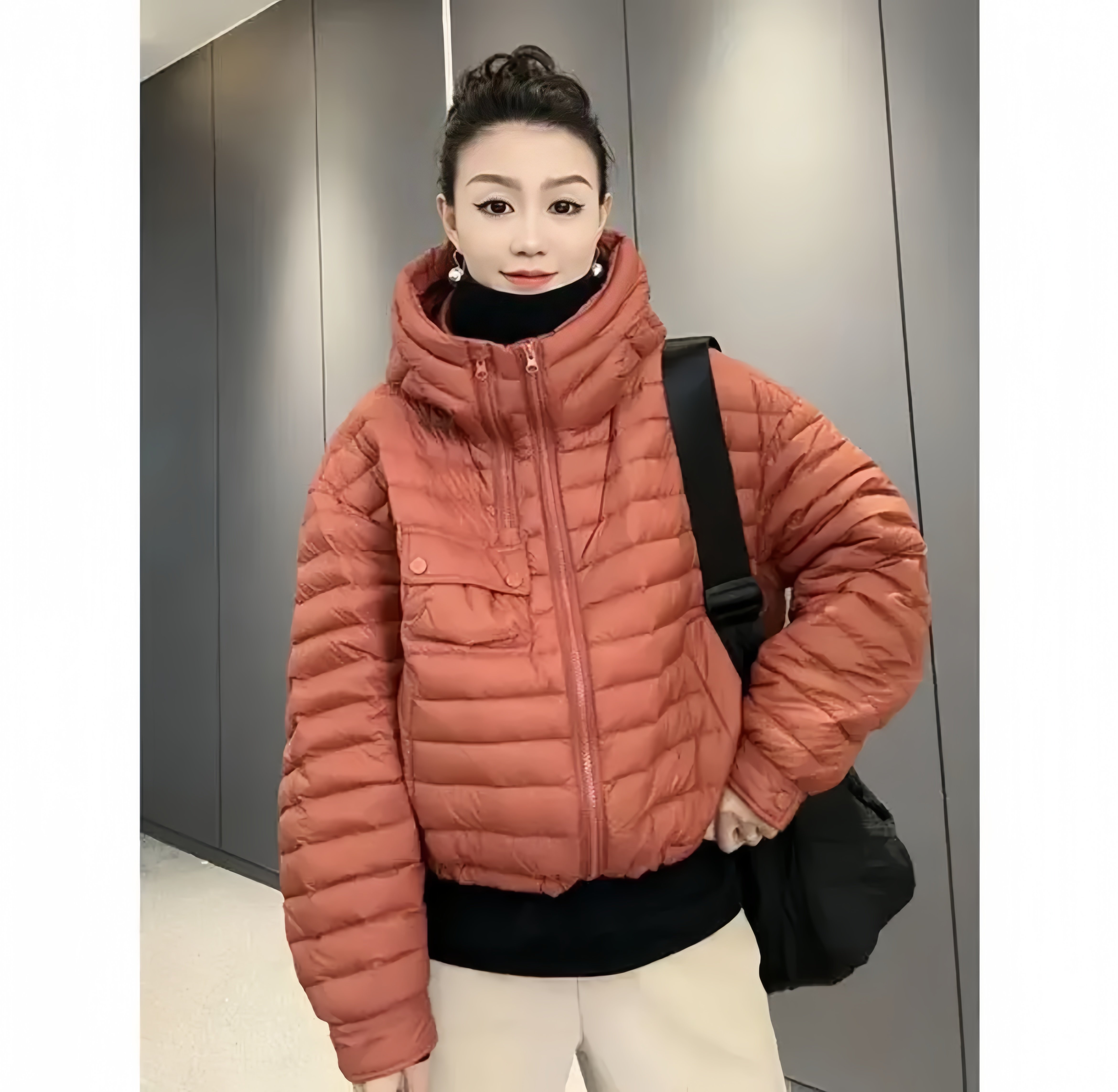 文艺休闲白鸭绒连帽百搭保暖外套