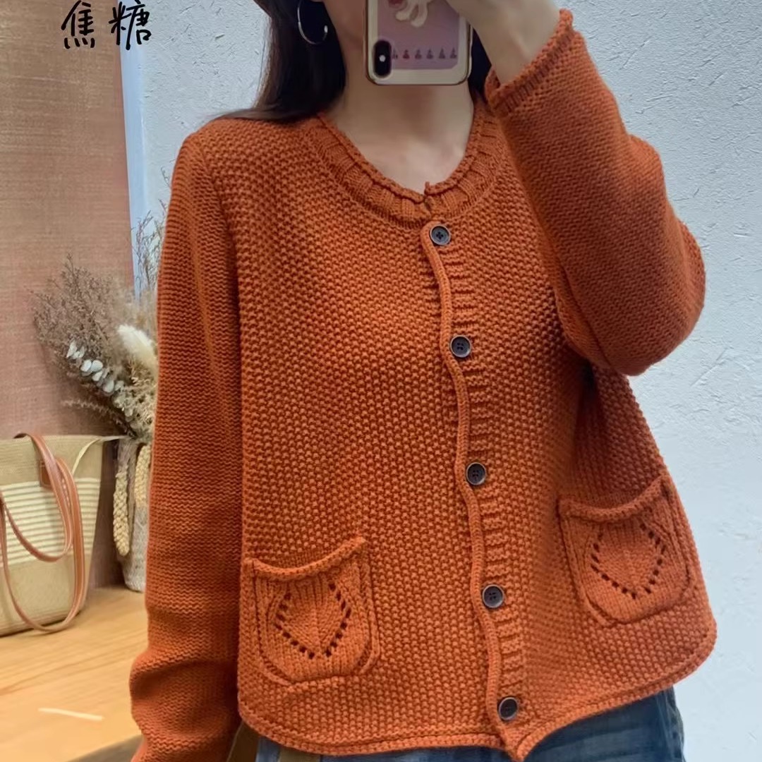 2025春文艺新款棉线针织衫女