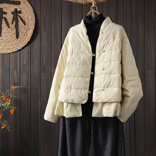 文艺原创小甜心羽绒外套荷叶边下摆设计90白鸭绒造型感强厚羽绒服