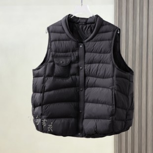 冬季 新简约白鸭绒立领羽绒服马甲女文艺复古盘扣马夹背心百搭外套