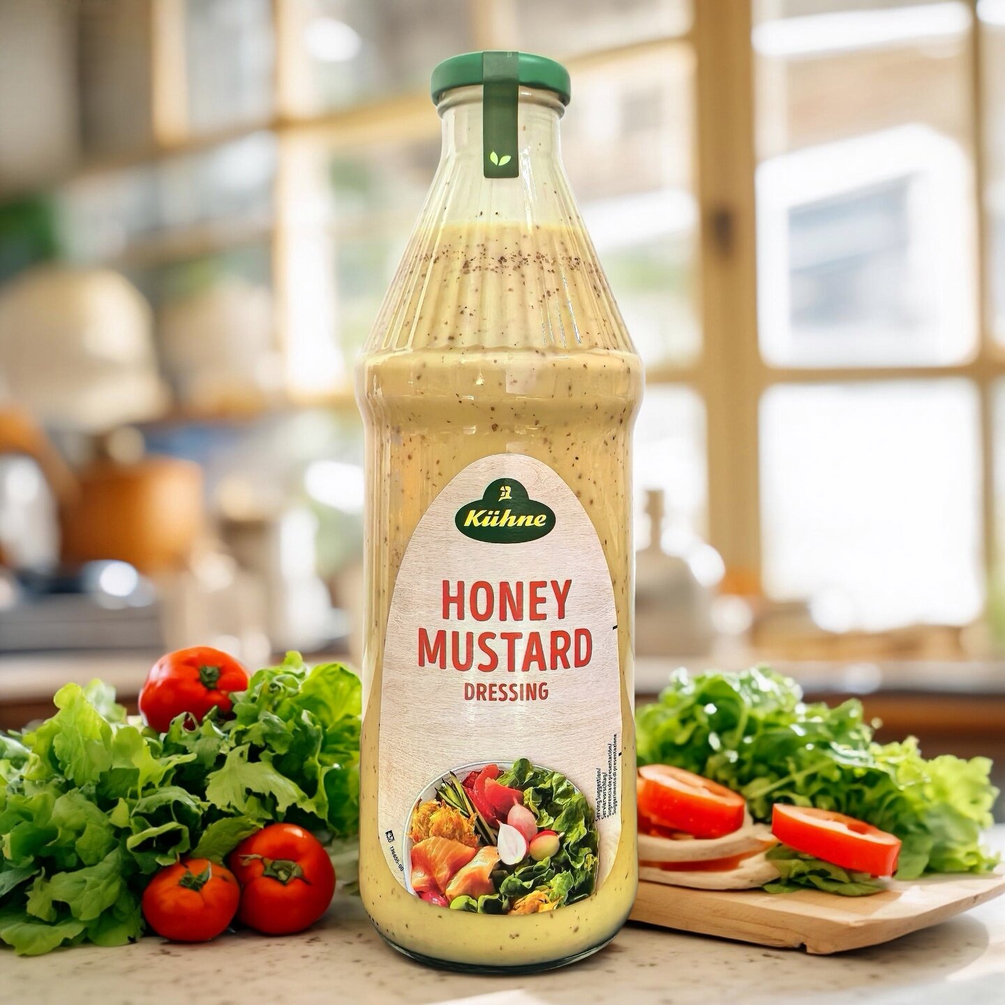 德国冠利蜂蜜芥末沙拉酱1L瓶装商用三明治寿司汉堡色拉酱水果蔬菜