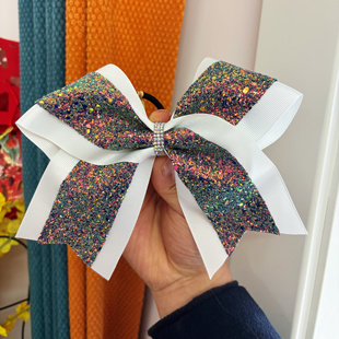 啦啦队头饰啦啦操头花专业比赛蝴蝶结运动会健美操头饰头绳发圈款