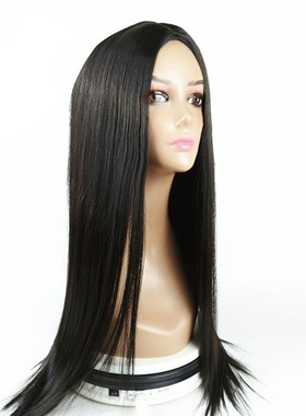 Addams Family Animated亚当斯妈妈黑色中分长直假发wigs现货